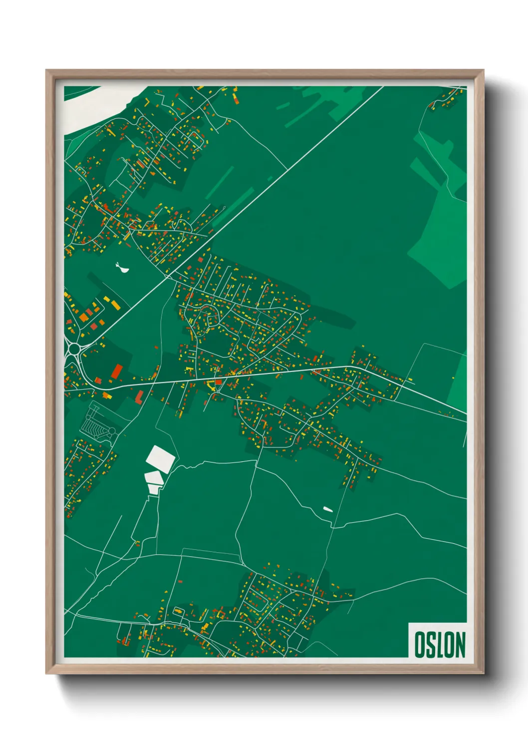 Une affiche de carte sur Oslon