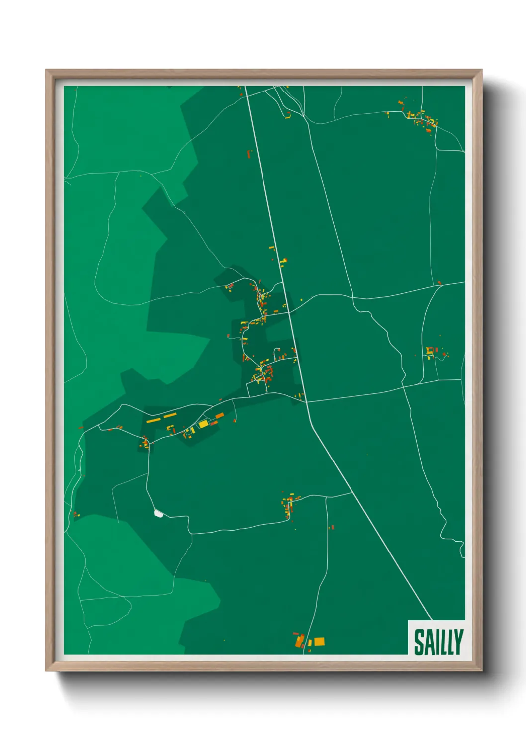 Une affiche de carte sur Sailly