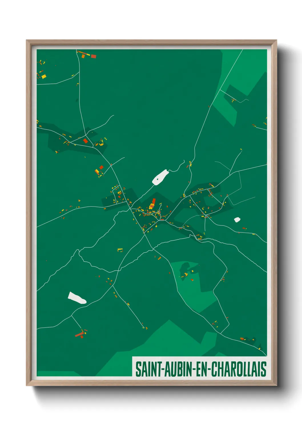 Une affiche de carte sur Saint-Aubin-en-Charollais