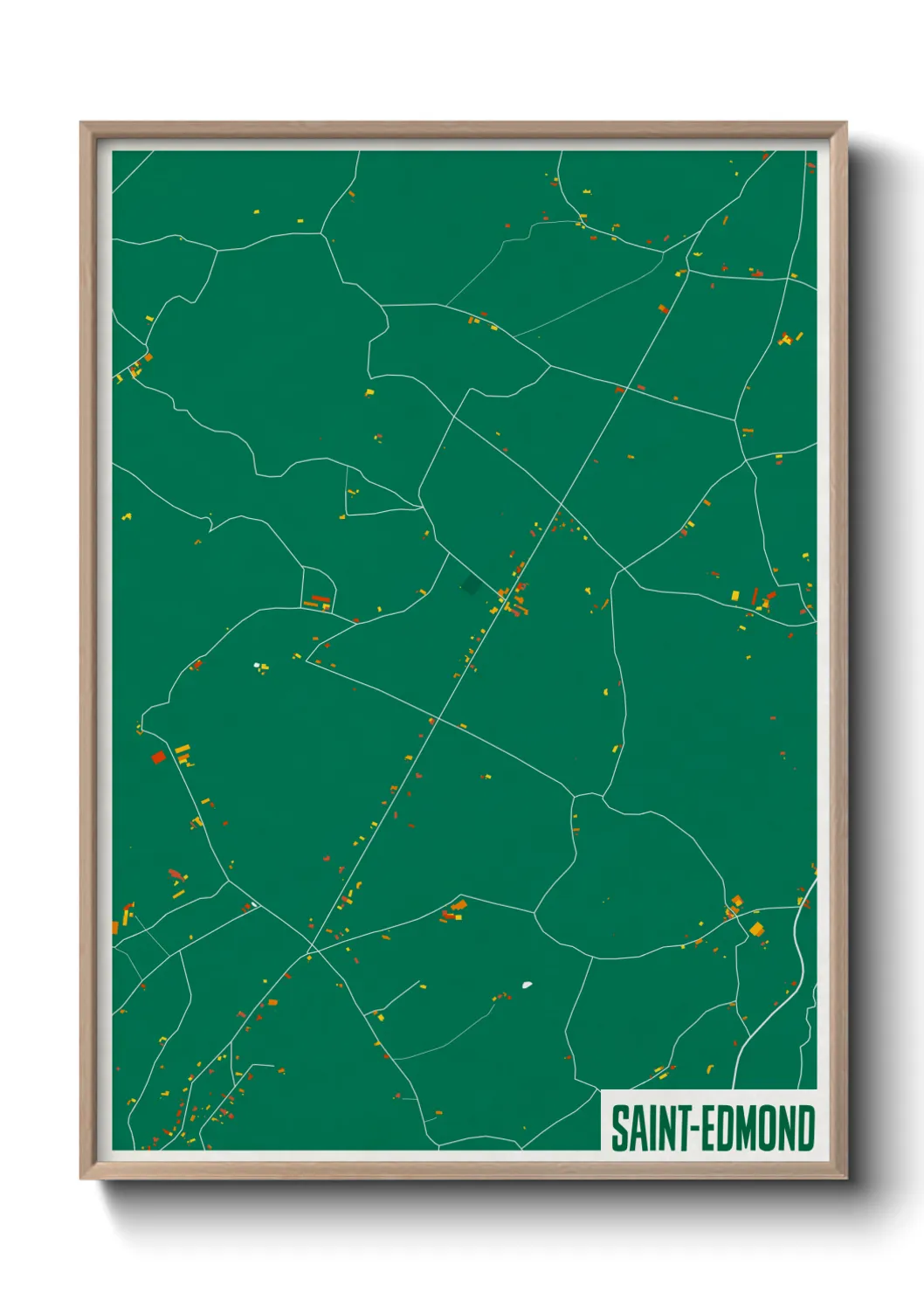 Une affiche de carte sur Saint-Edmond