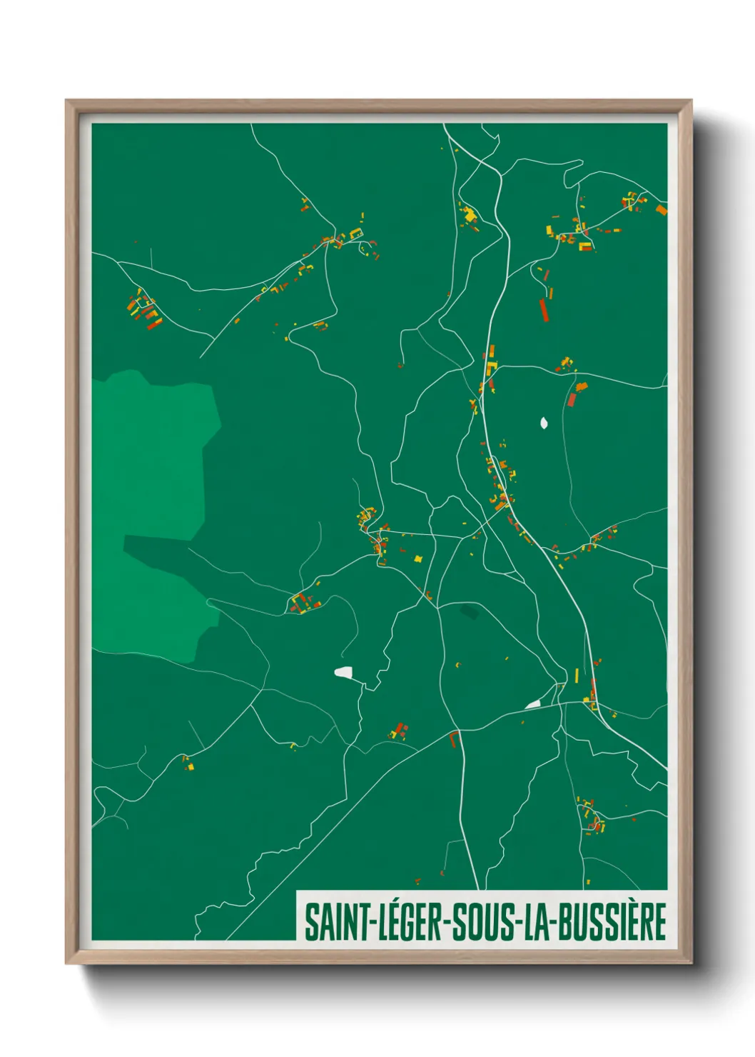 Une affiche de carte sur Saint-Léger-sous-la-Bussière