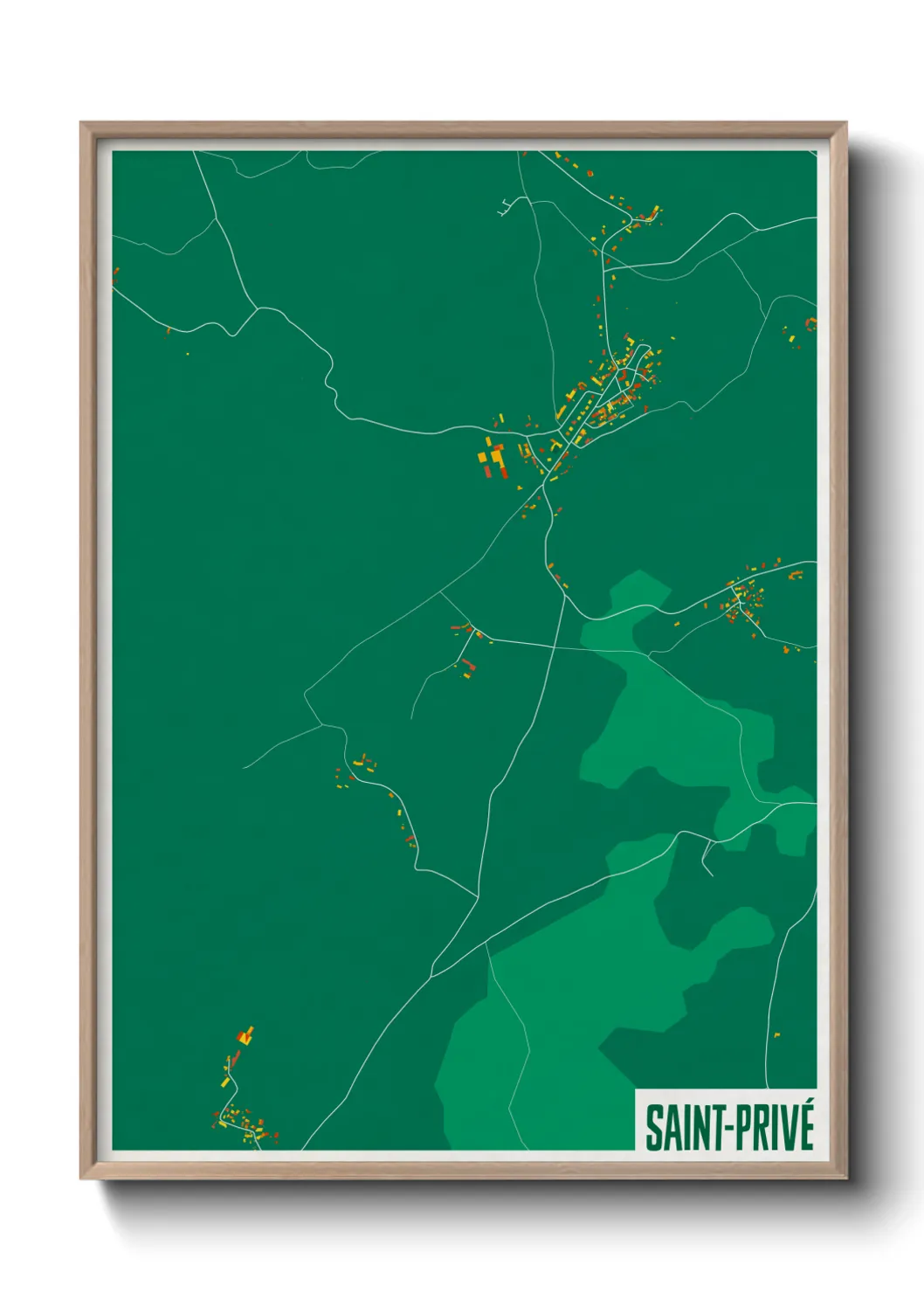 Une affiche de carte sur Saint-Privé