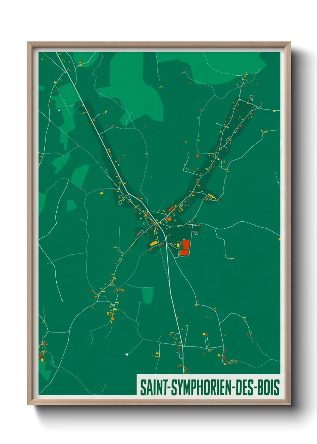 Une affiche de carte sur Saint-Symphorien-des-Bois