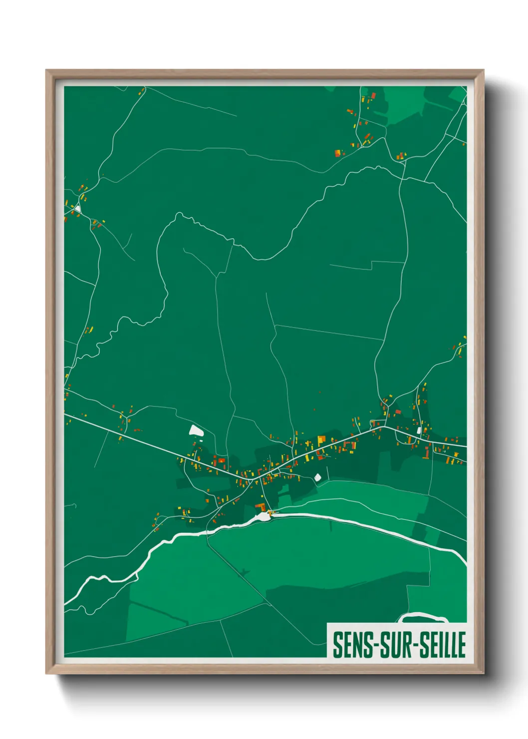 Une affiche de carte sur Sens-sur-Seille