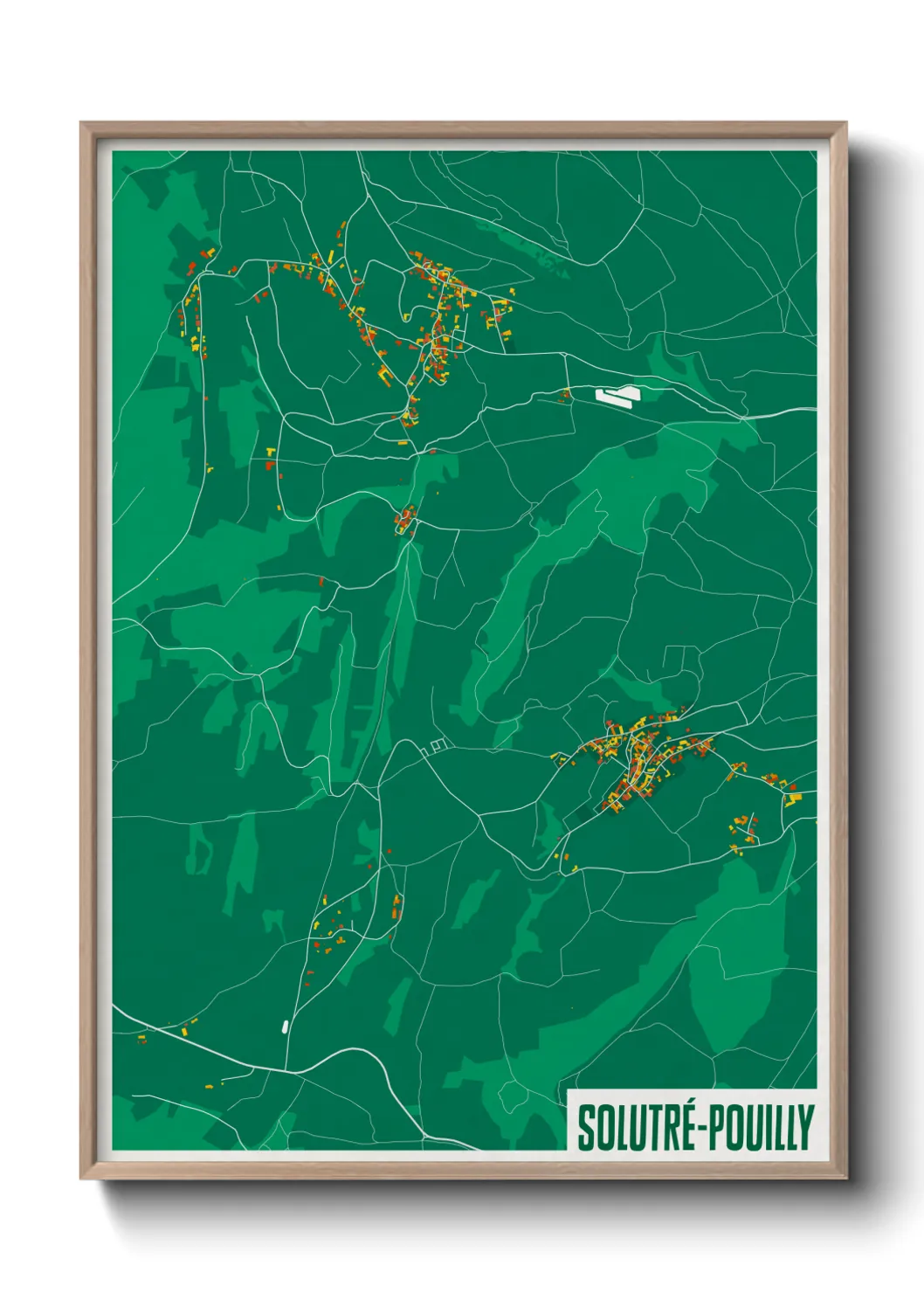 Une affiche de carte sur Solutré-Pouilly