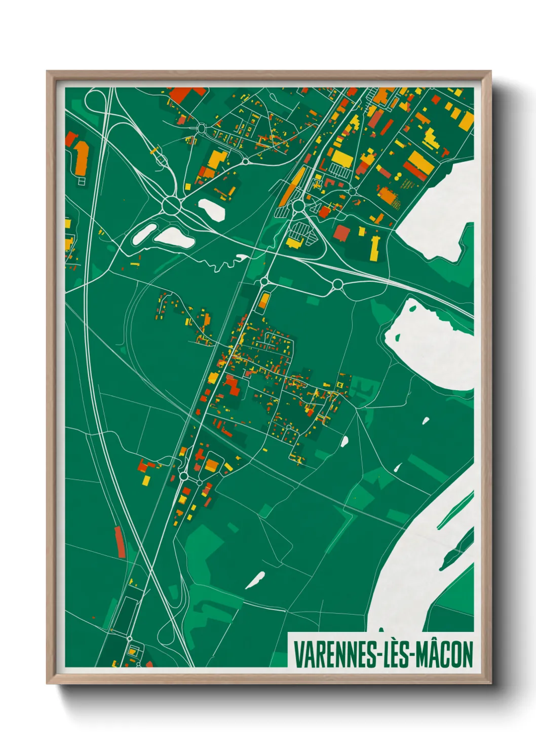 Une affiche de carte sur Varennes-lès-Mâcon