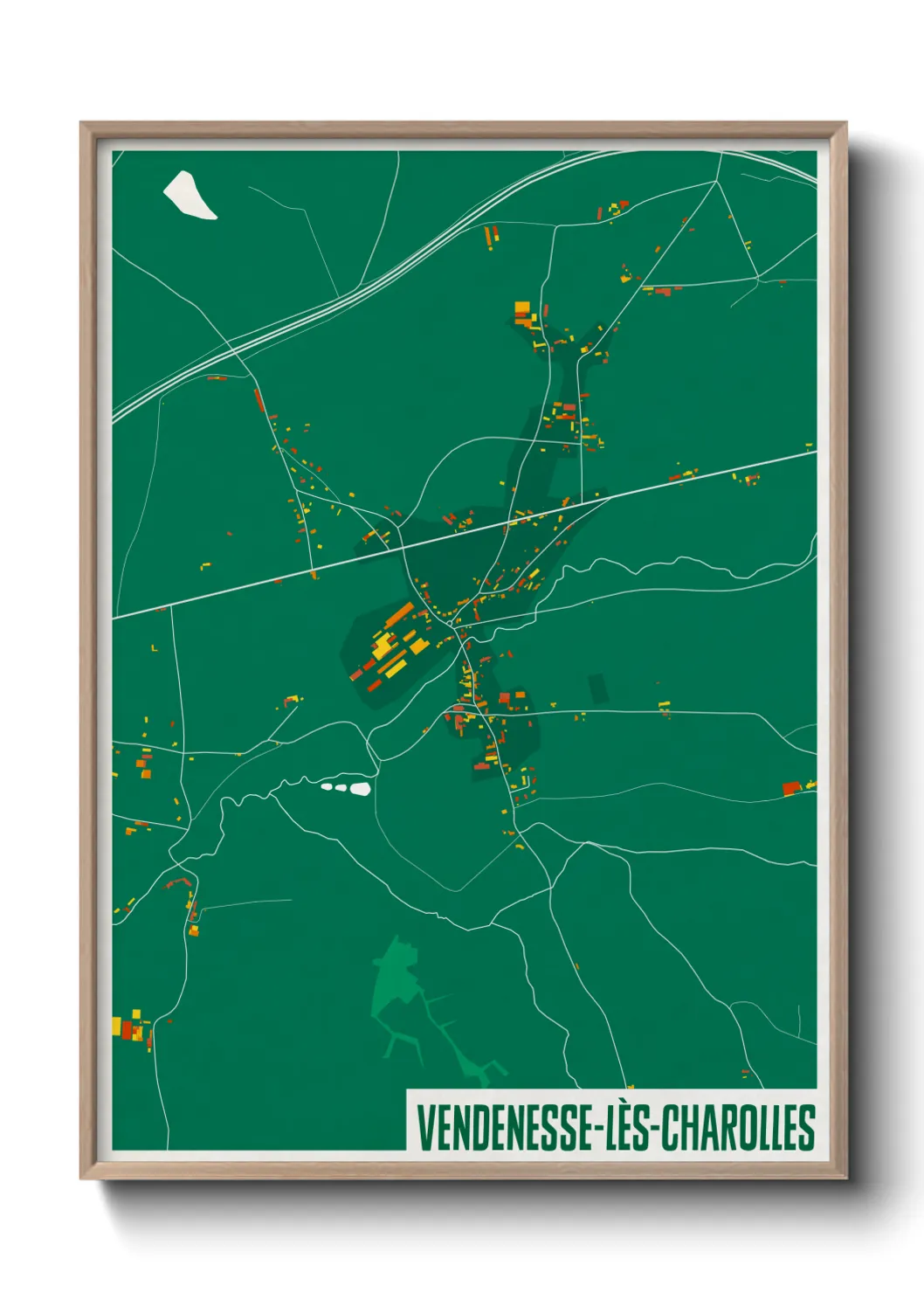 Une affiche de carte sur Vendenesse-lès-Charolles