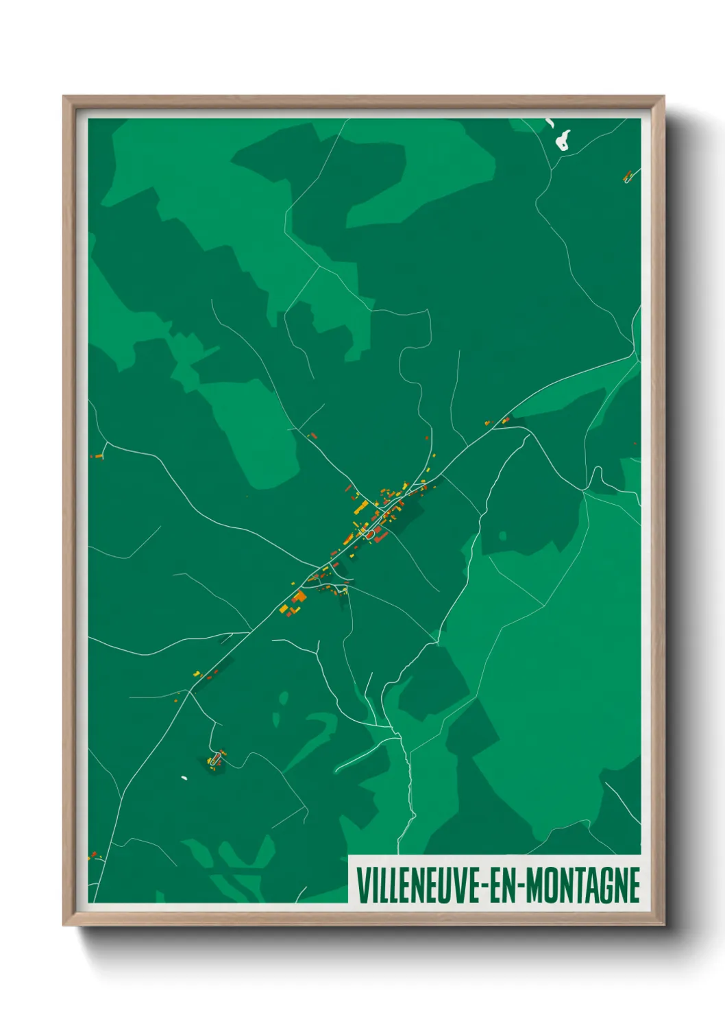 Une affiche de carte sur Villeneuve-en-Montagne