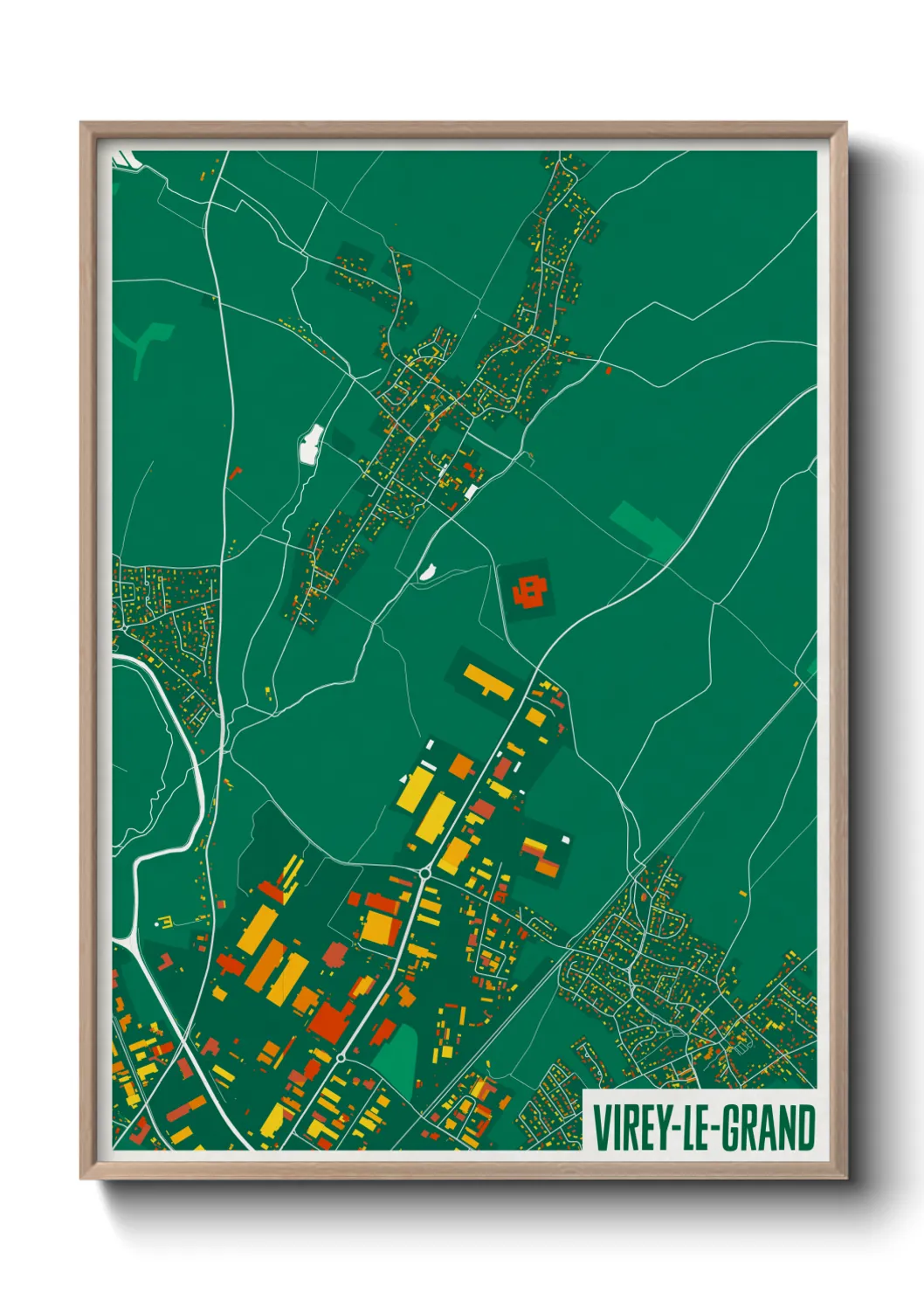 Une affiche de carte sur Virey-le-Grand