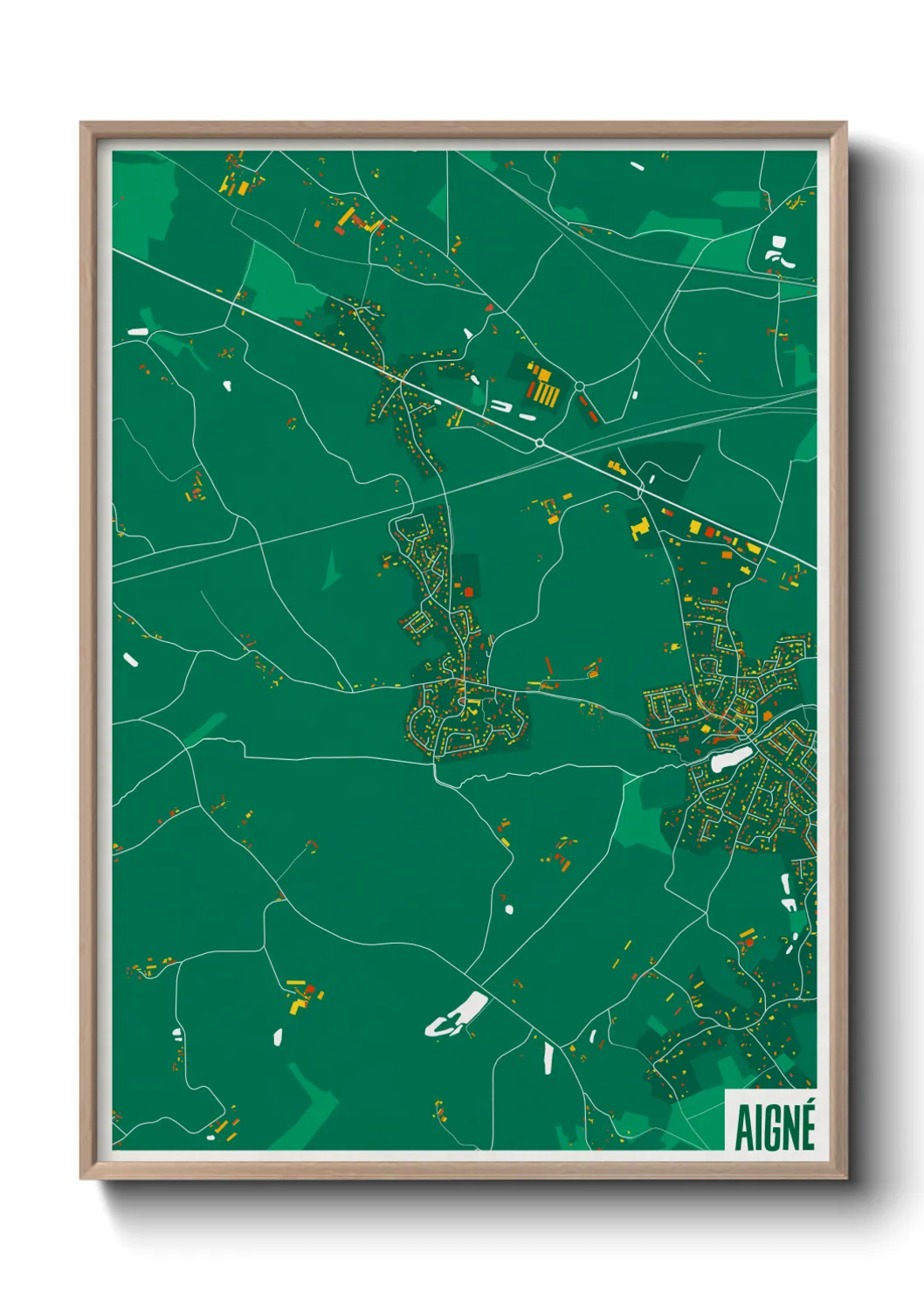 Une affiche de carte sur Aigné