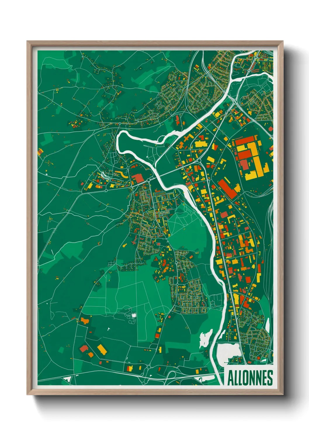 Une affiche de carte sur Allonnes