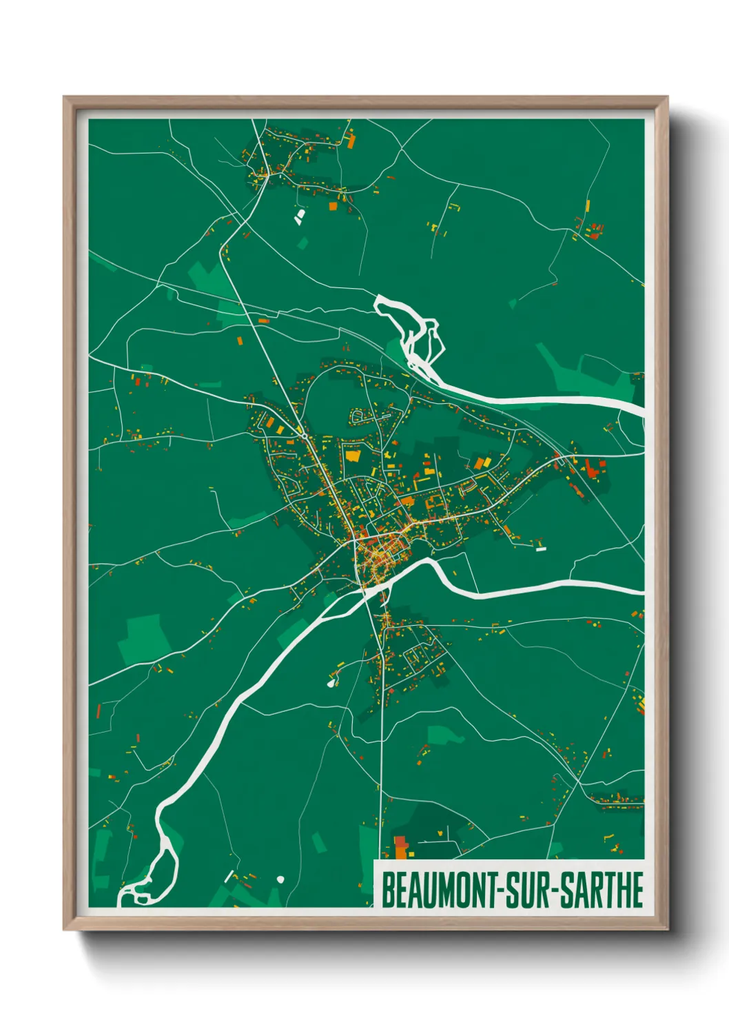 Une affiche de carte sur Beaumont-sur-Sarthe