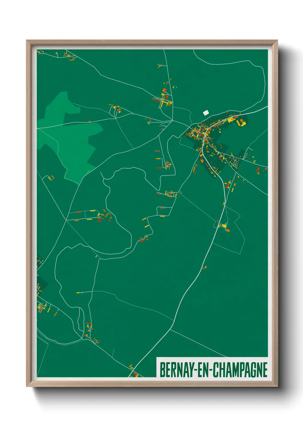 Une affiche de carte sur Bernay-en-Champagne