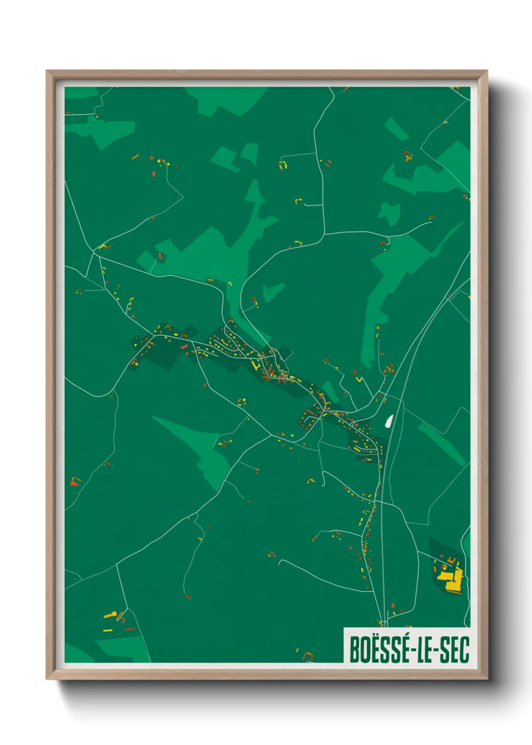 Une affiche de carte sur Boëssé-le-Sec