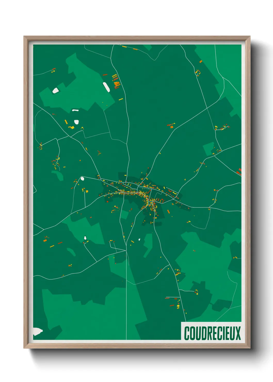 Une affiche de carte sur Coudrecieux