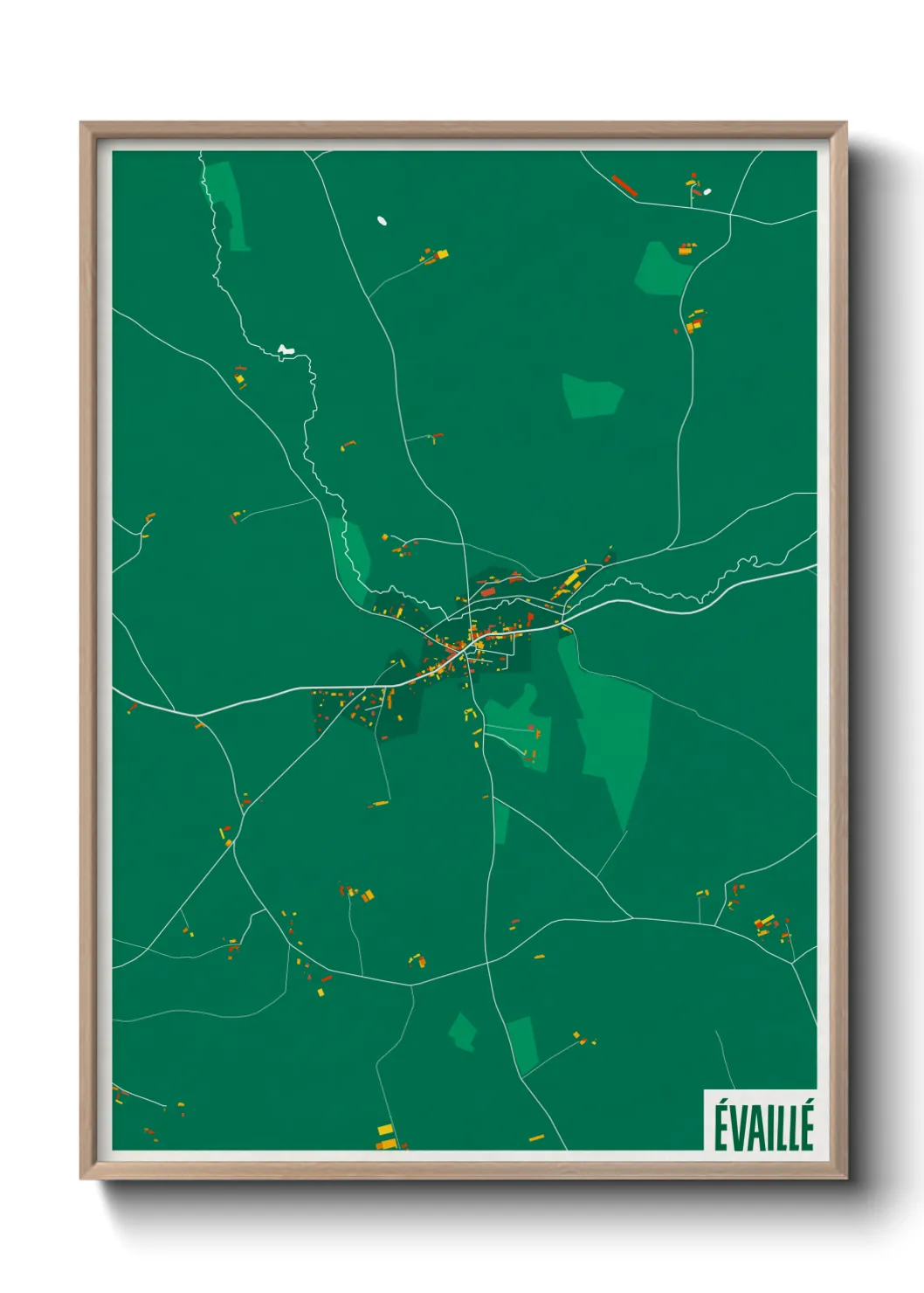 Une affiche de carte sur Évaillé