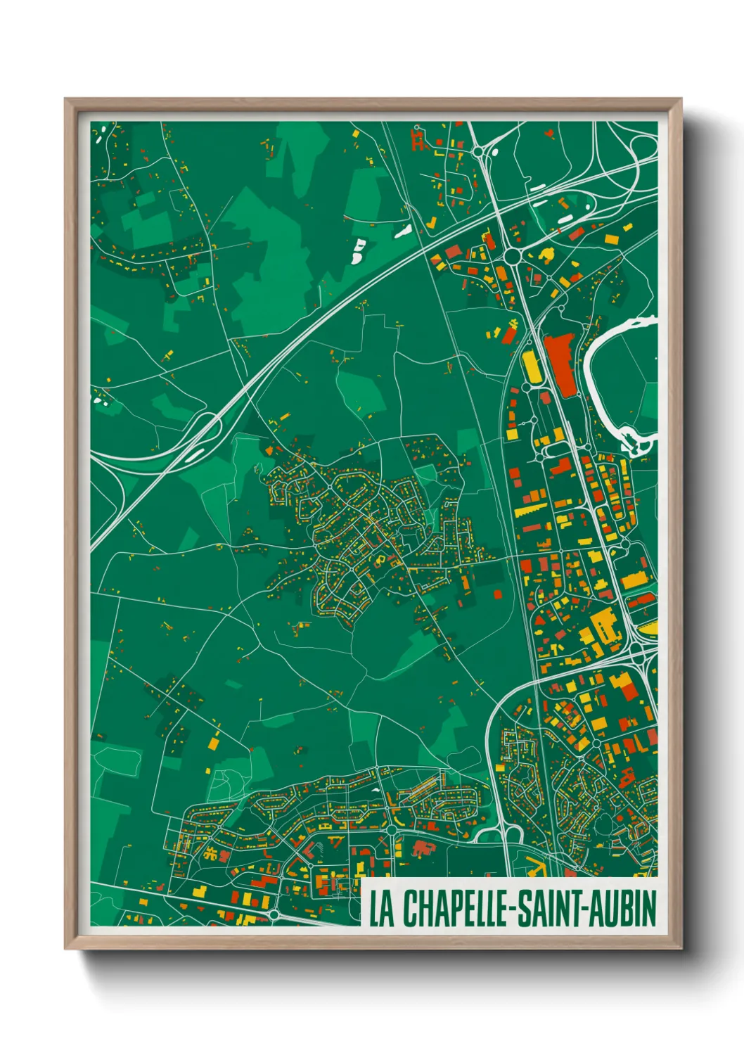 Une affiche de carte sur La Chapelle-Saint-Aubin