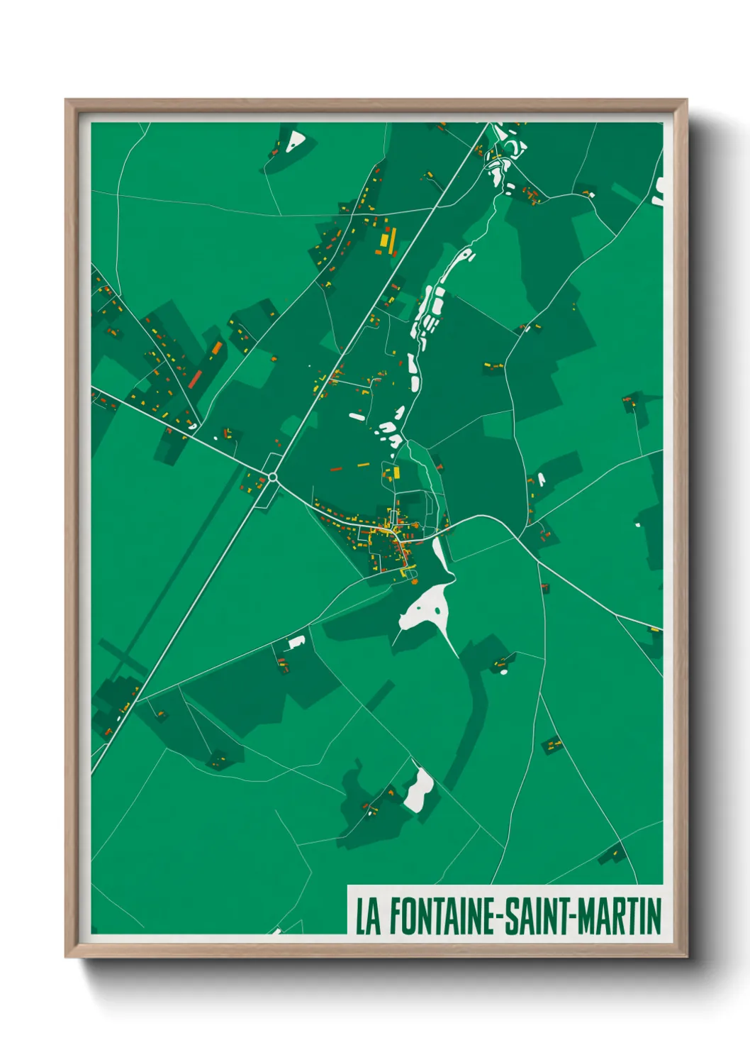 Une affiche de carte sur La Fontaine-Saint-Martin