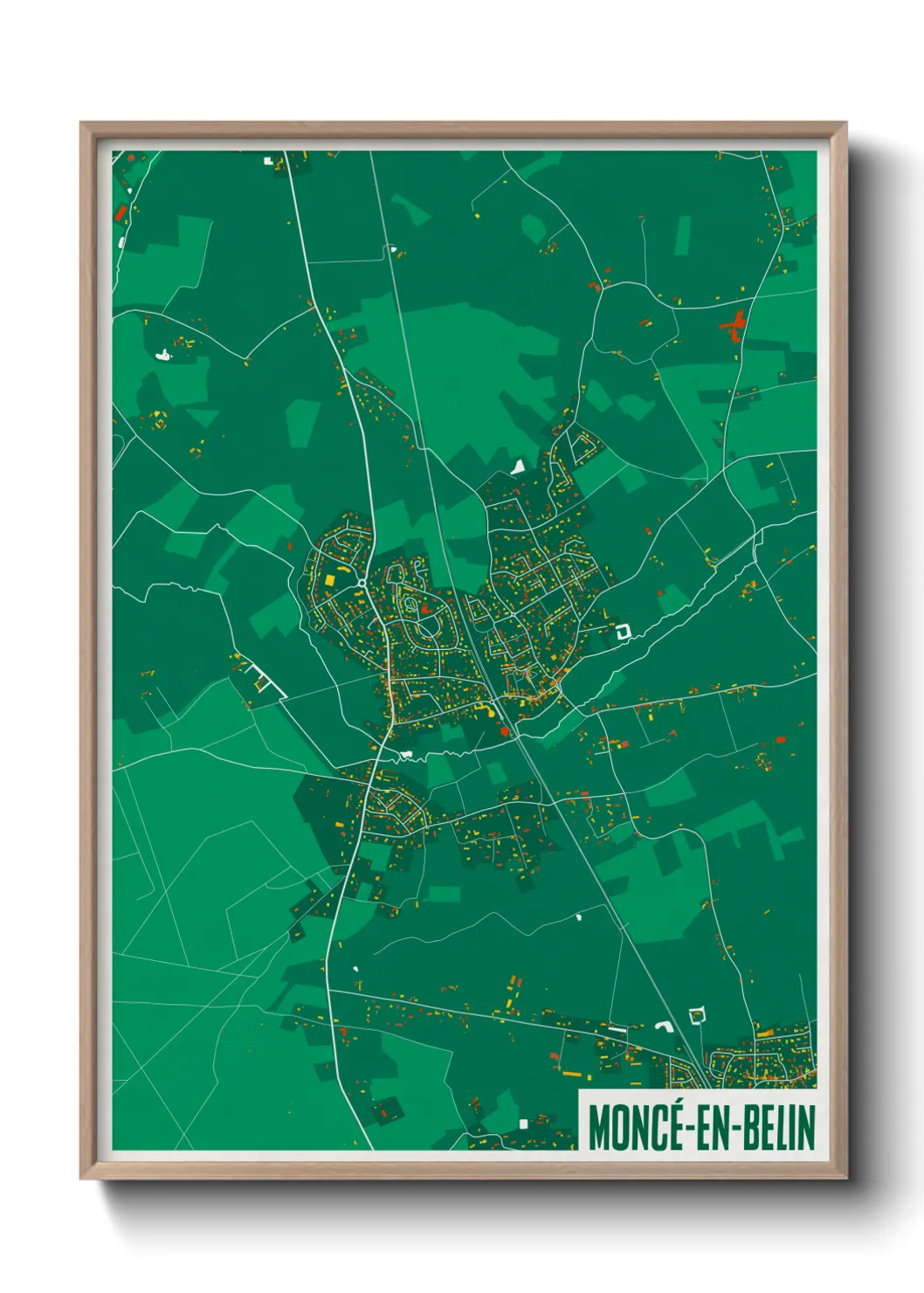Une affiche de carte sur Moncé-en-Belin