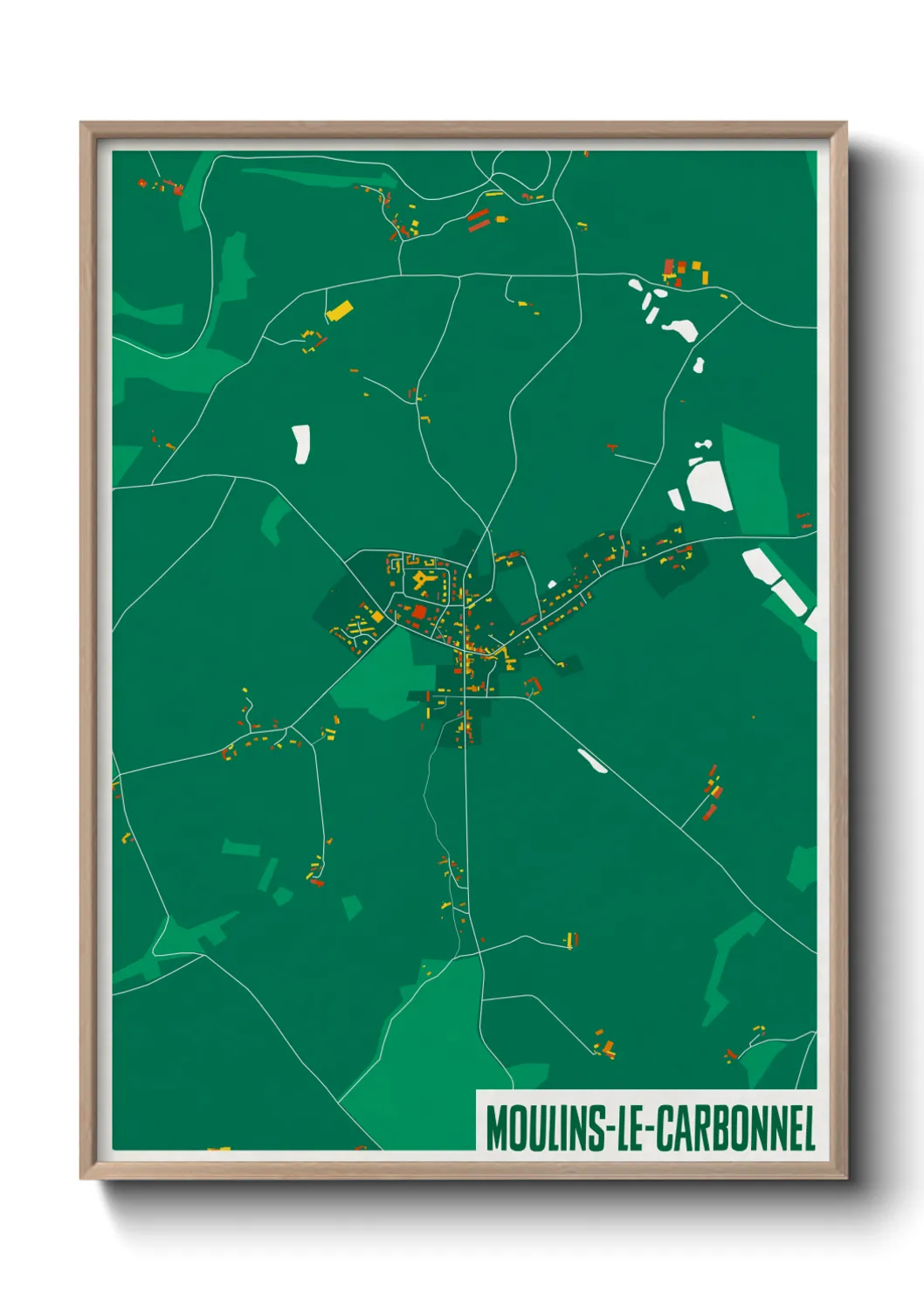 Une affiche de carte sur Moulins-le-Carbonnel