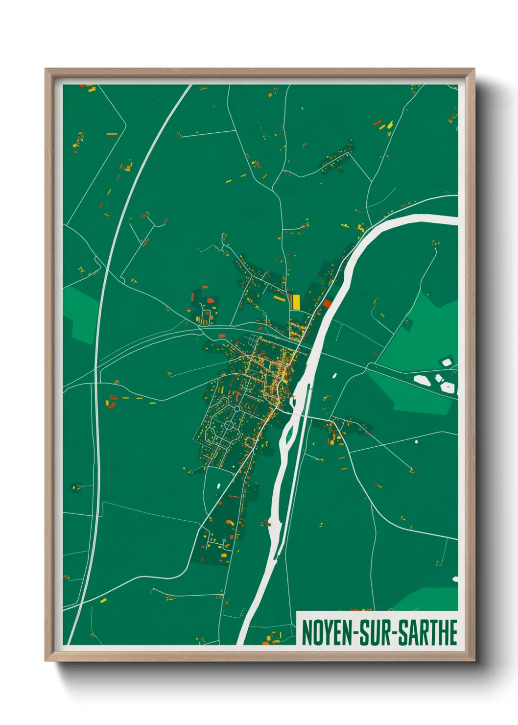 Une affiche de carte sur Noyen-sur-Sarthe