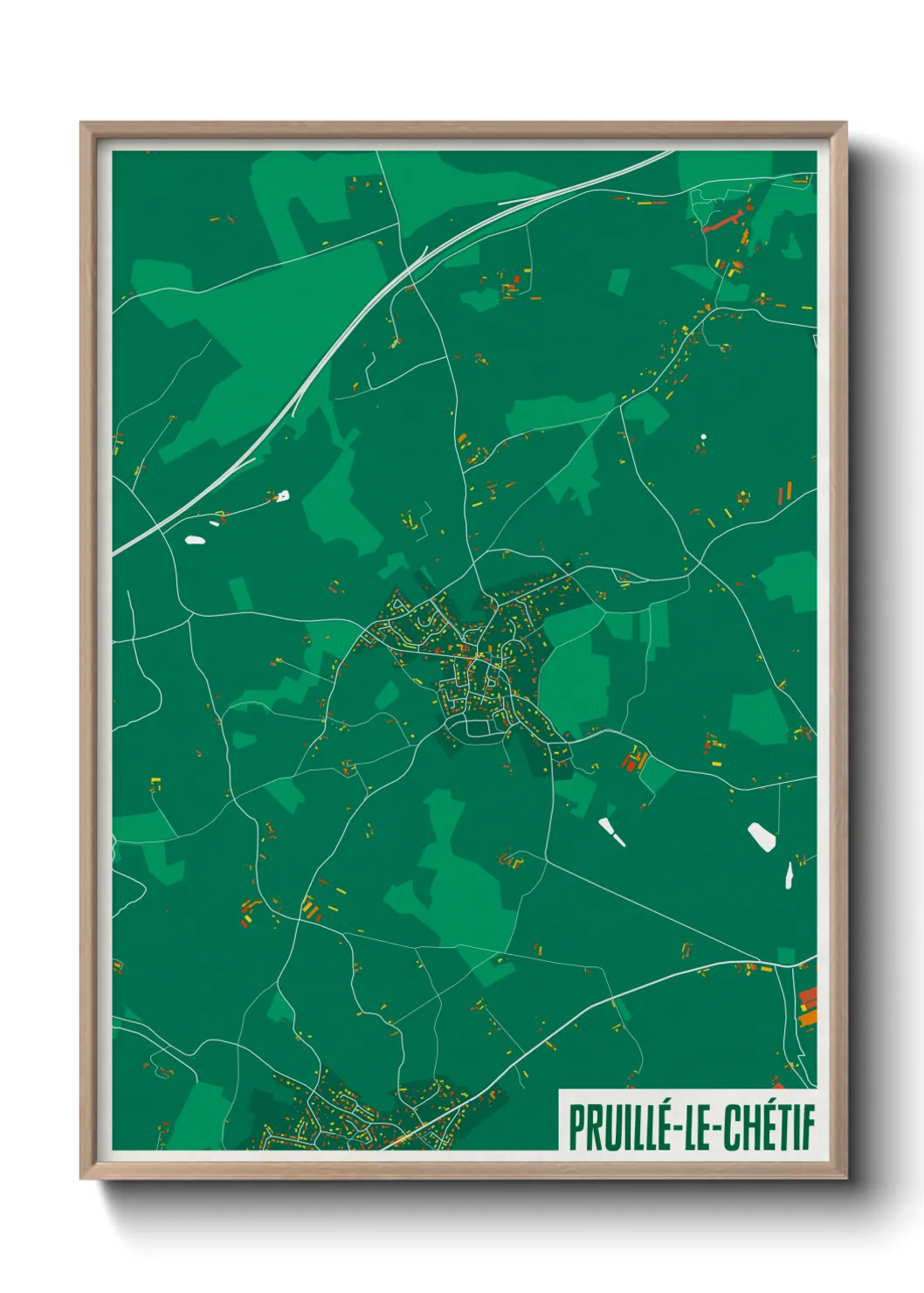 Une affiche de carte sur Pruillé-le-Chétif