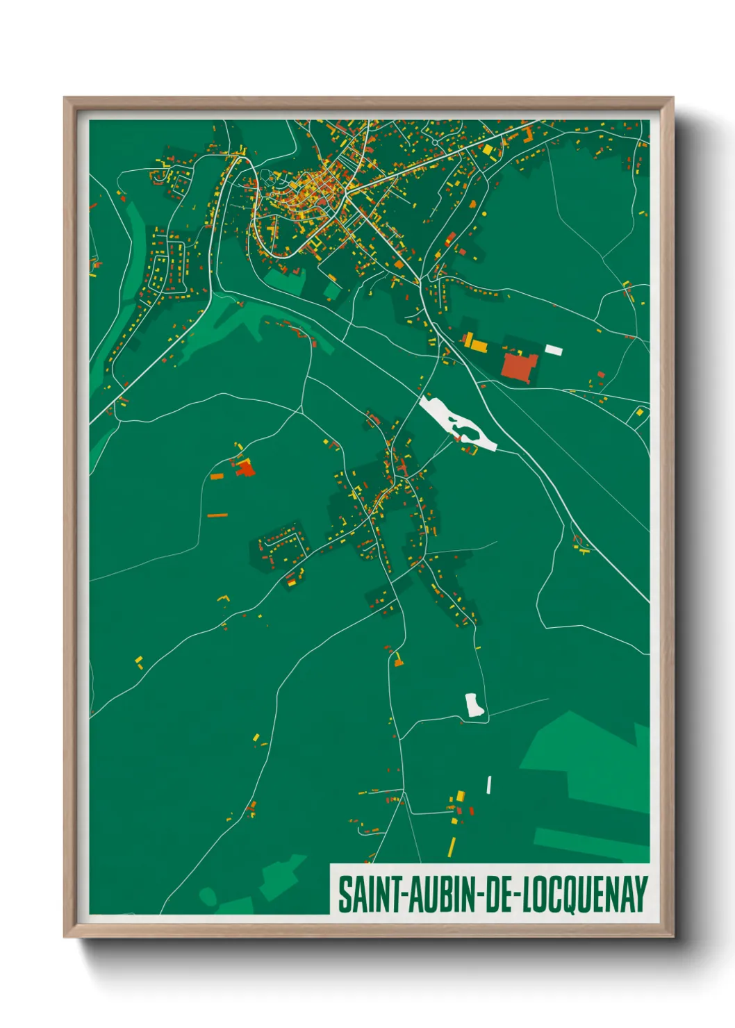Une affiche de carte sur Saint-Aubin-de-Locquenay