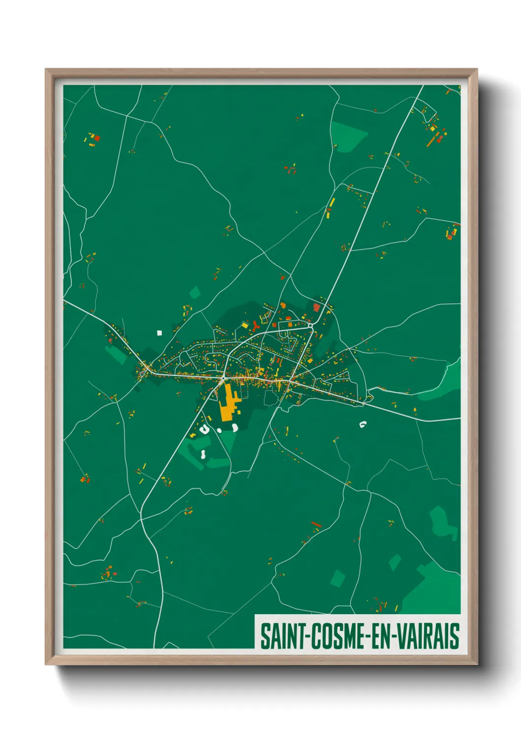 Une affiche de carte sur Saint-Cosme-en-Vairais