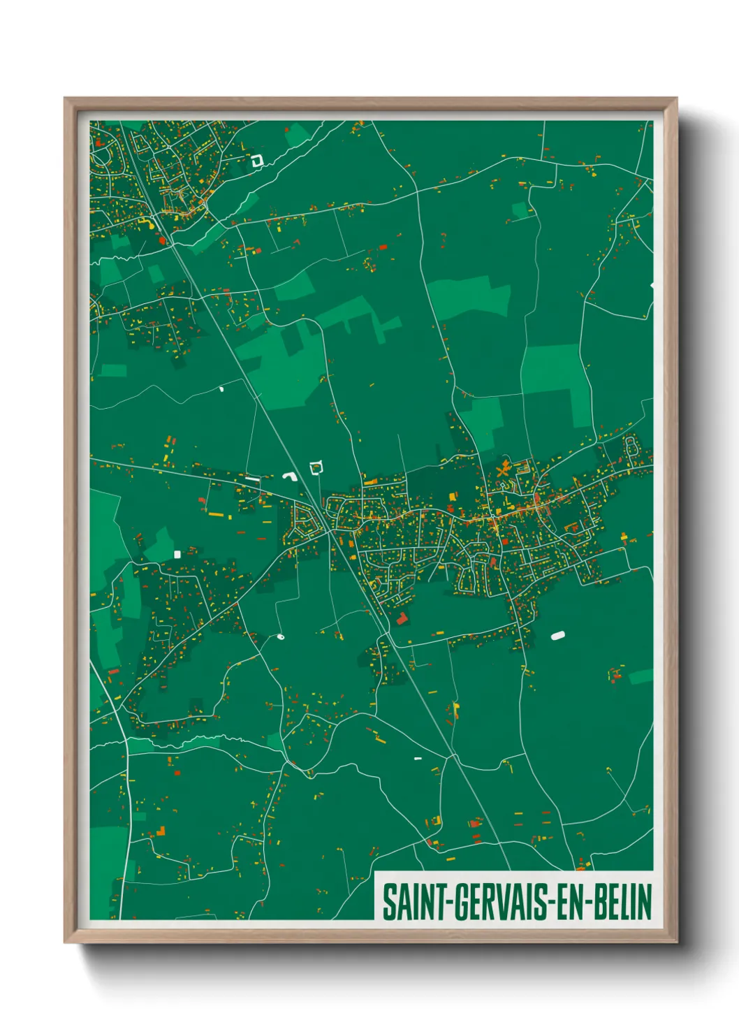 Une affiche de carte sur Saint-Gervais-en-Belin