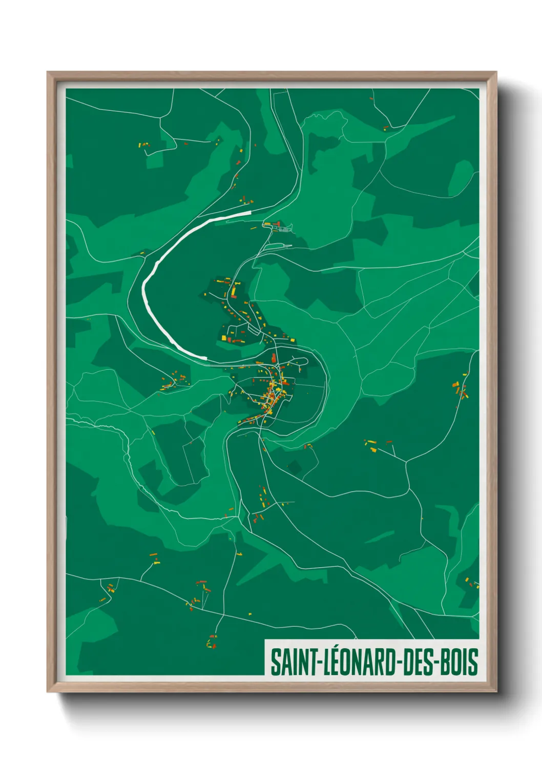 Une affiche de carte sur Saint-Léonard-des-Bois