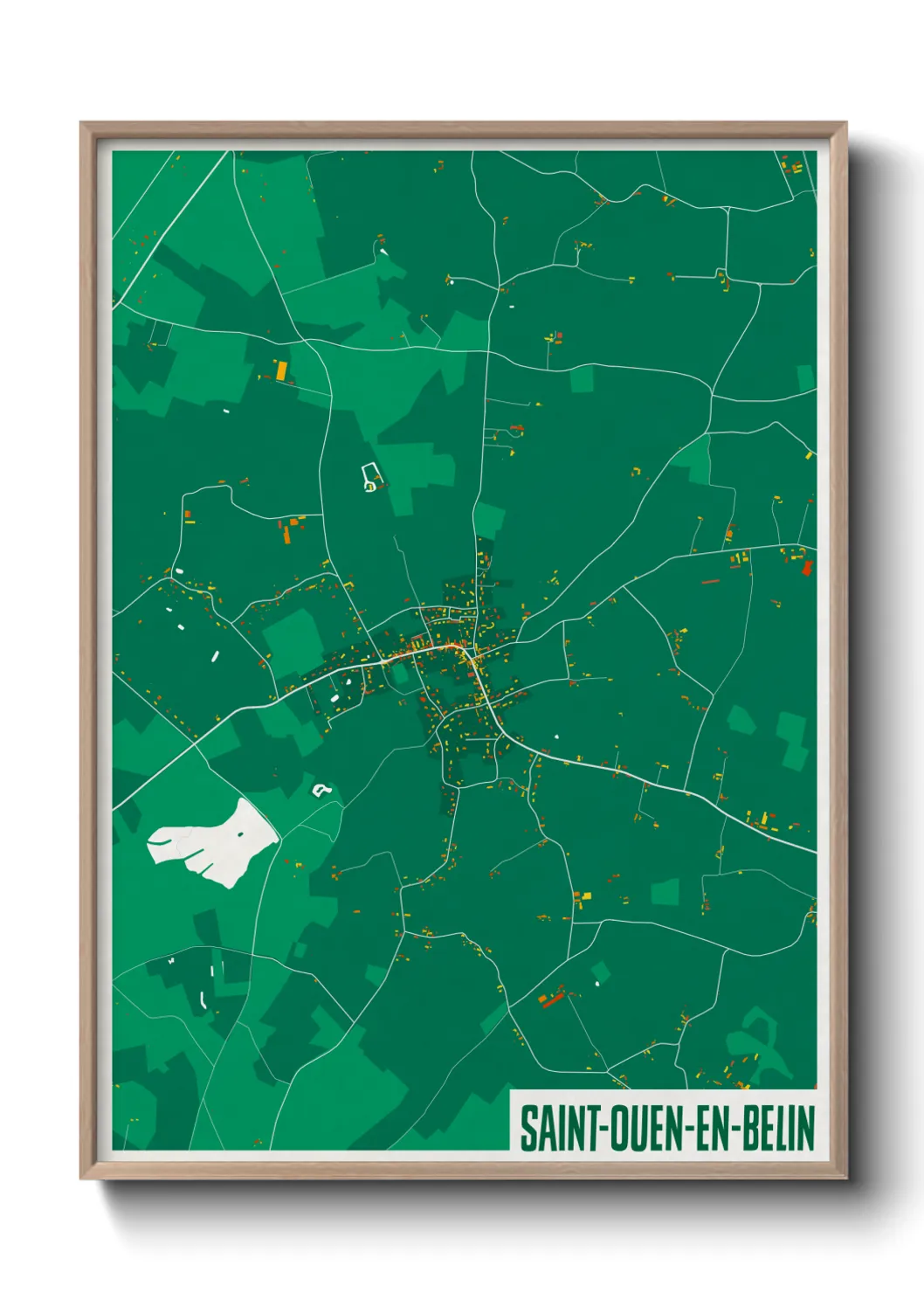 Une affiche de carte sur Saint-Ouen-en-Belin