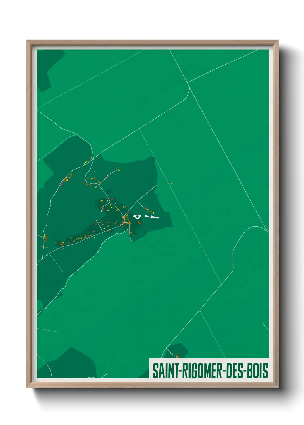 Une affiche de carte sur Saint-Rigomer-des-Bois