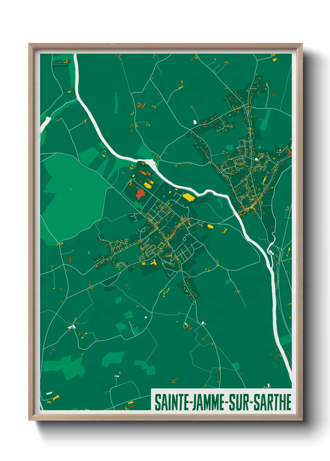 Une affiche de carte sur Sainte-Jamme-sur-Sarthe