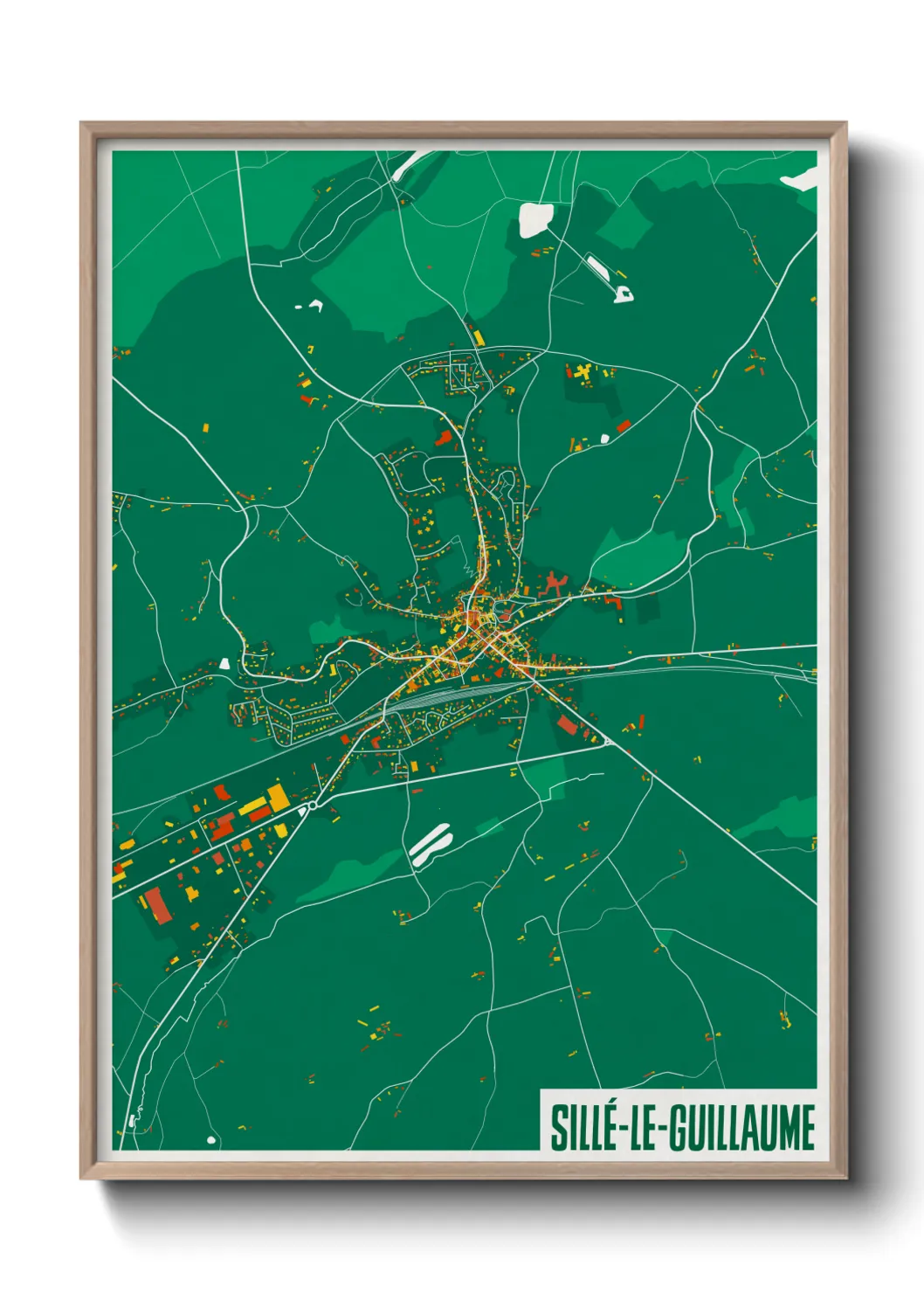 Une affiche de carte sur Sillé-le-Guillaume