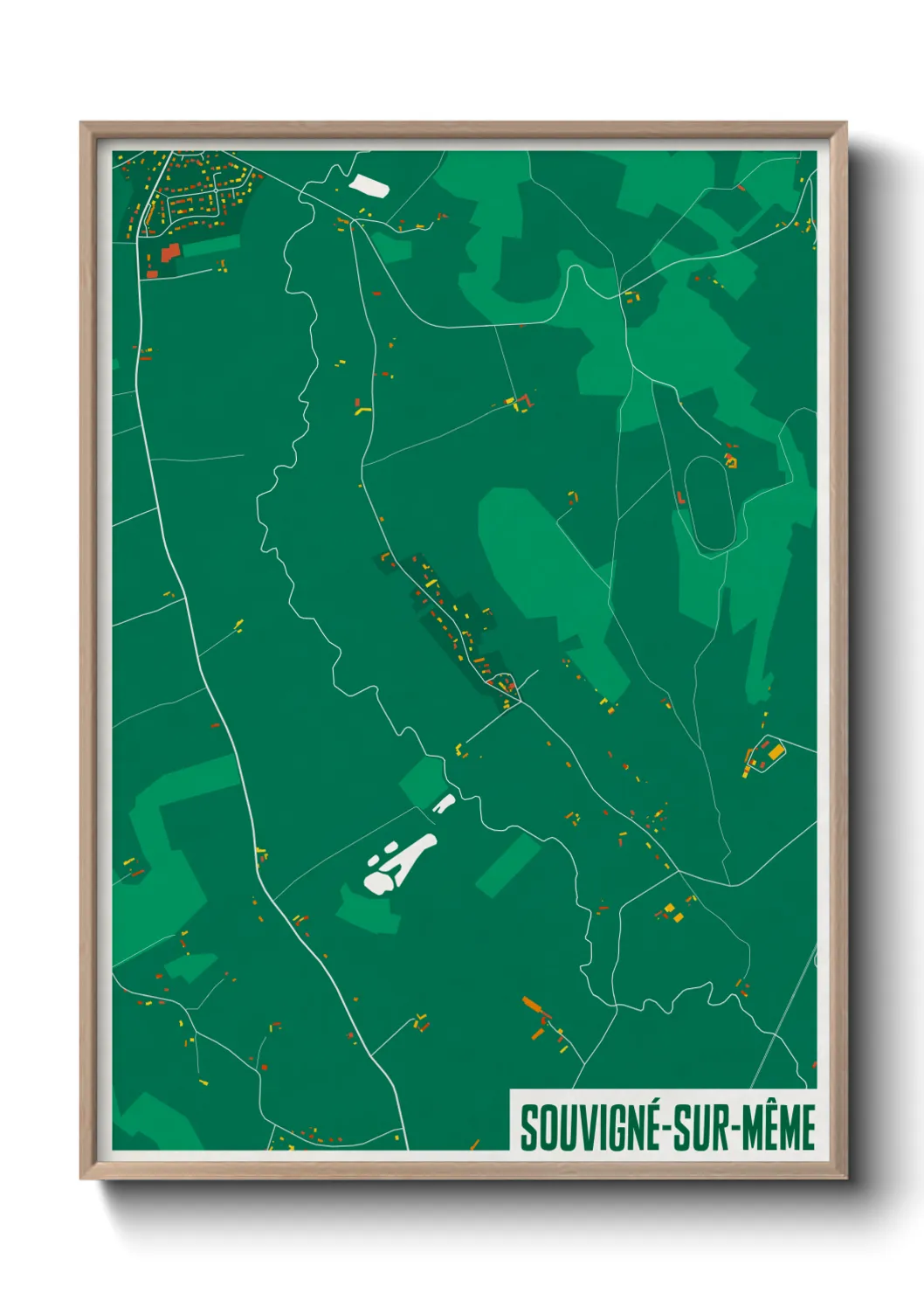 Une affiche de carte sur Souvigné-sur-Même