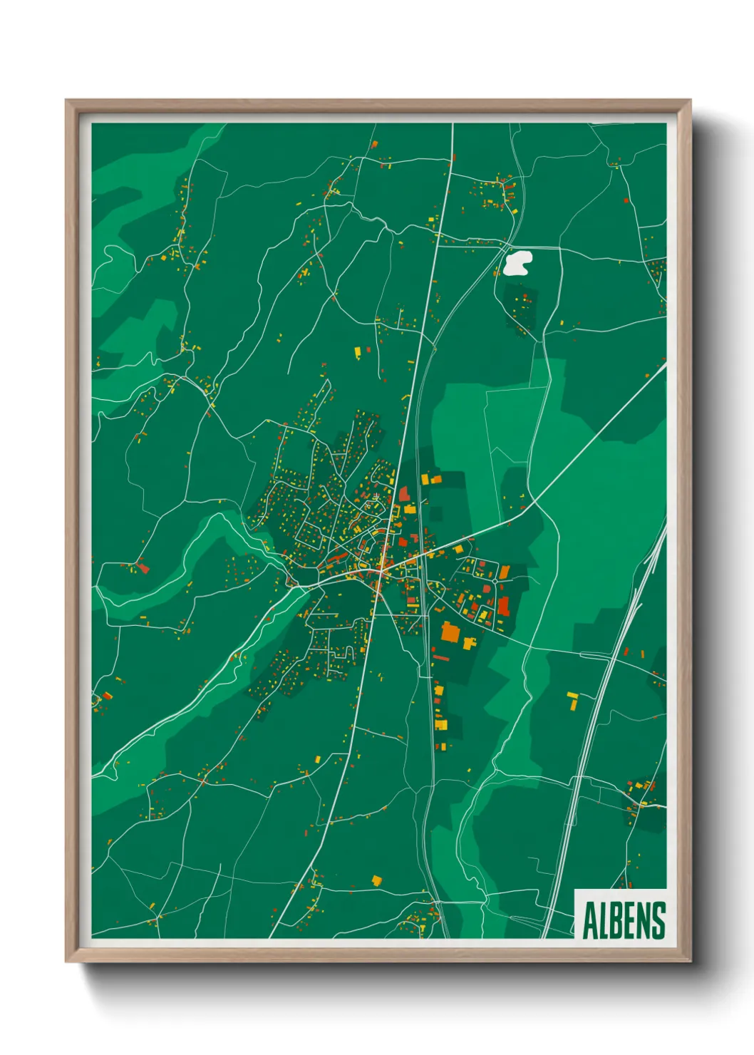 Une affiche de carte sur Albens