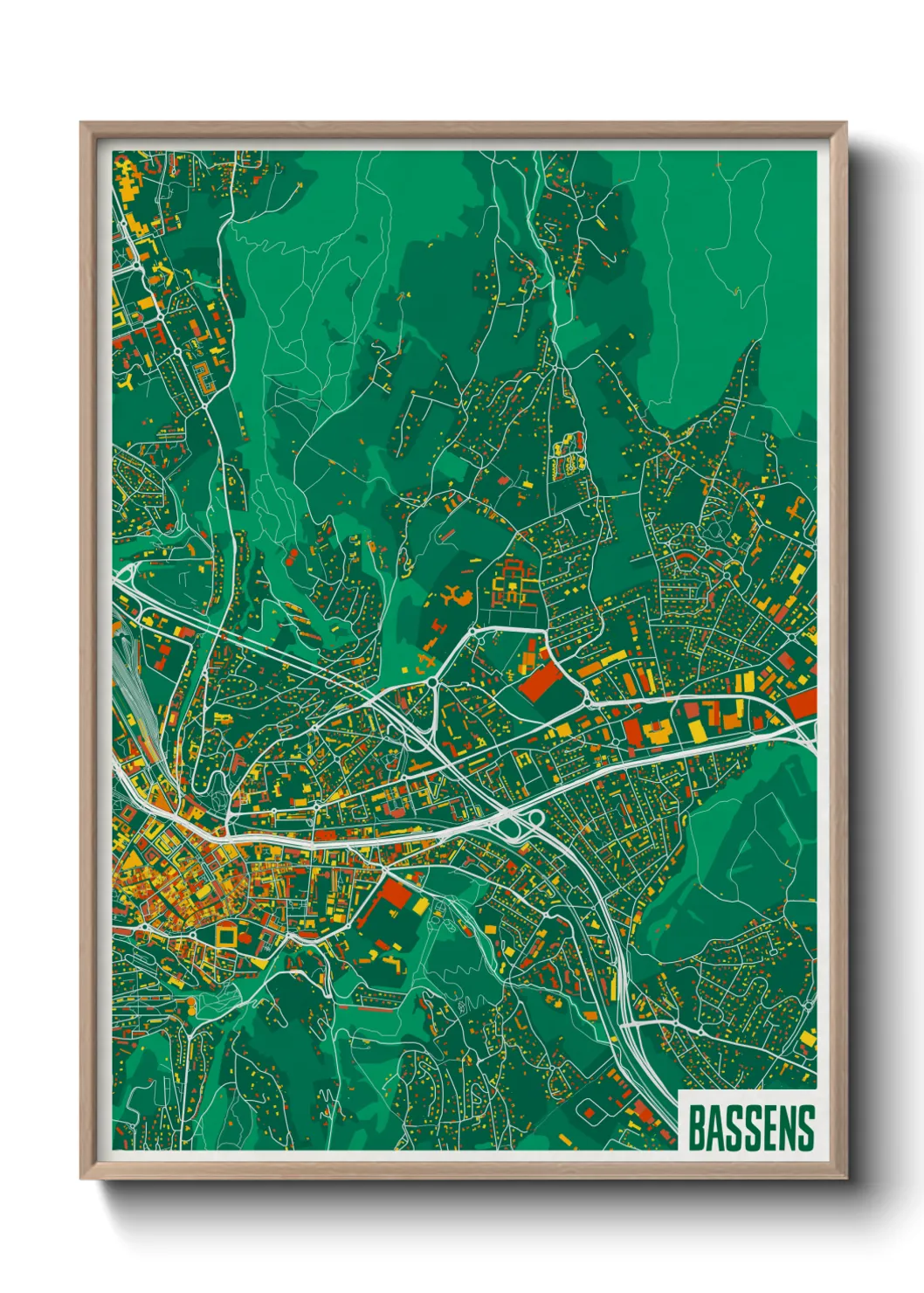 Une affiche de carte sur Bassens