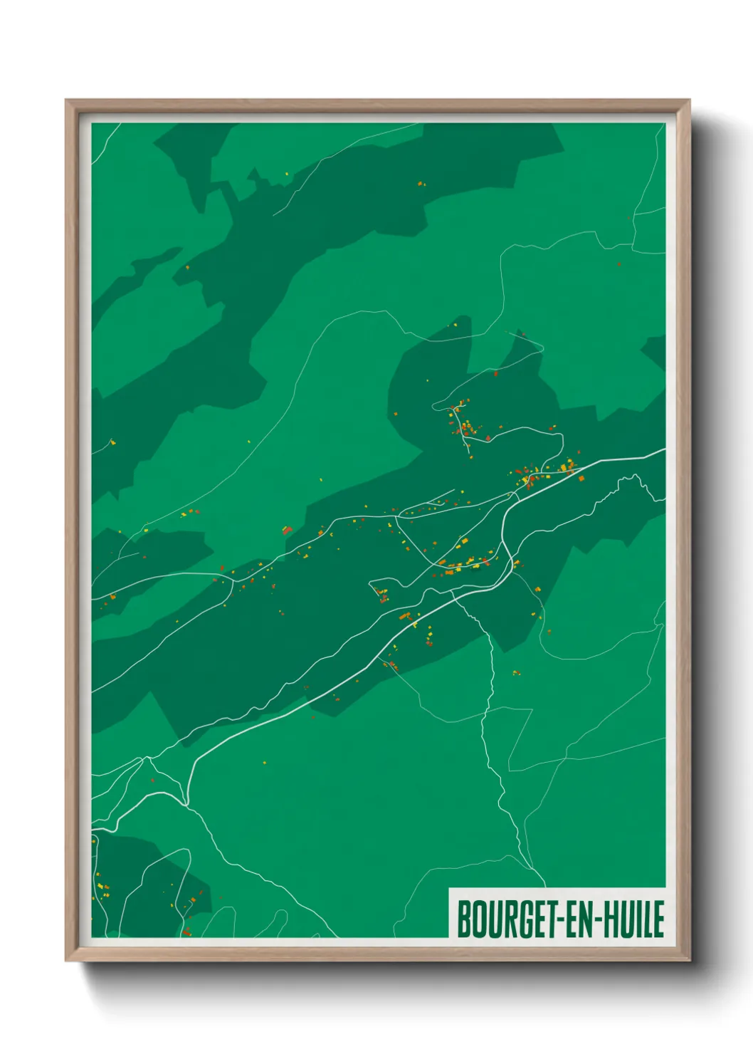 Une affiche de carte sur Bourget-en-Huile