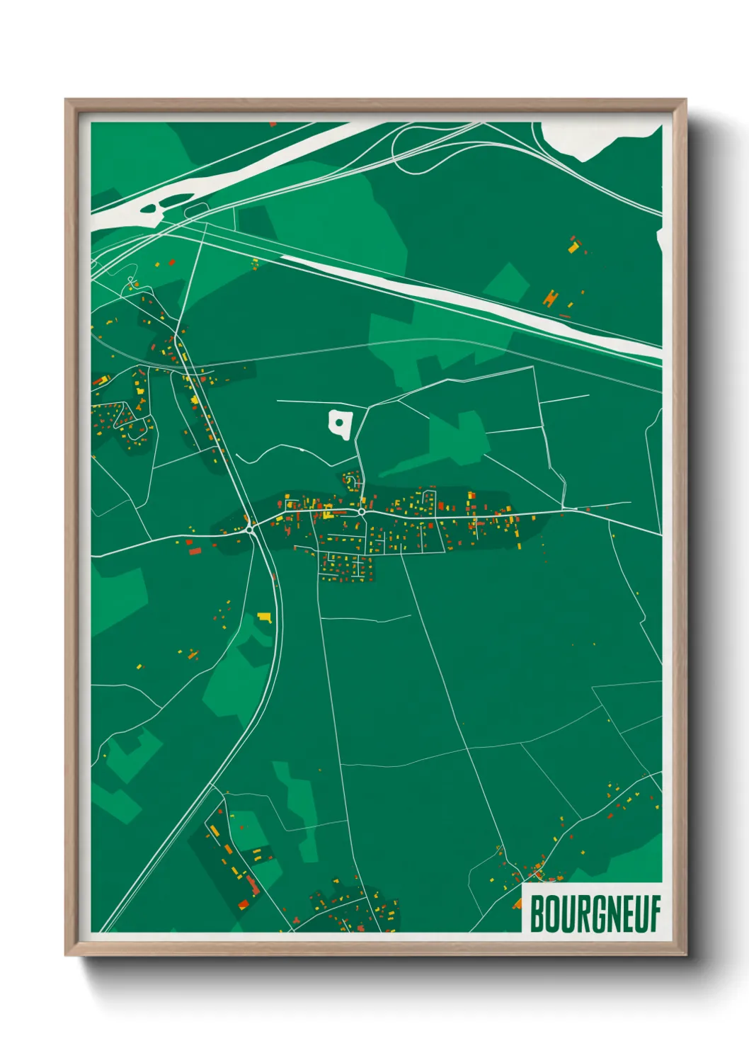 Une affiche de carte sur Bourgneuf