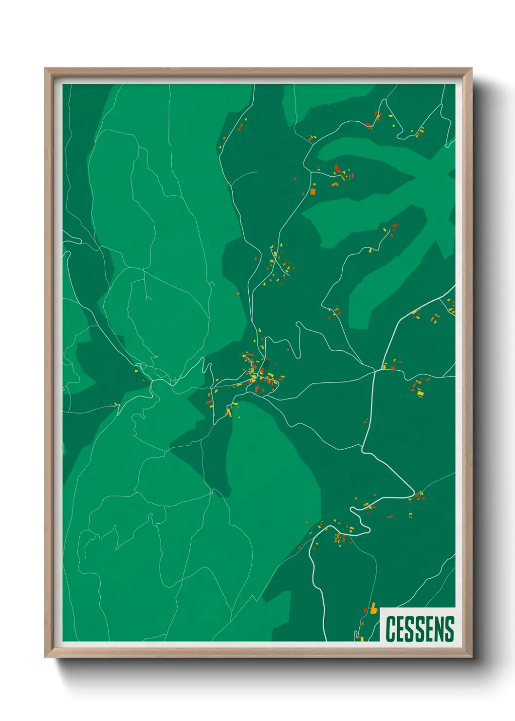 Une affiche de carte sur Cessens