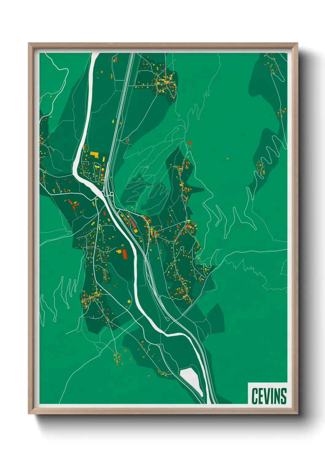 Une affiche de carte sur Cevins