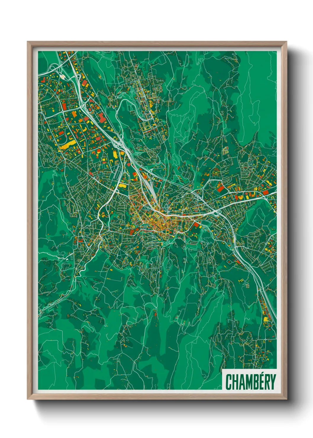 Une affiche de carte sur Chambéry