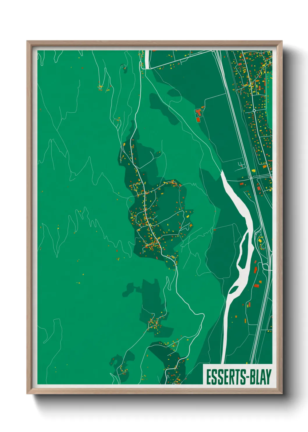 Une affiche de carte sur Esserts-Blay
