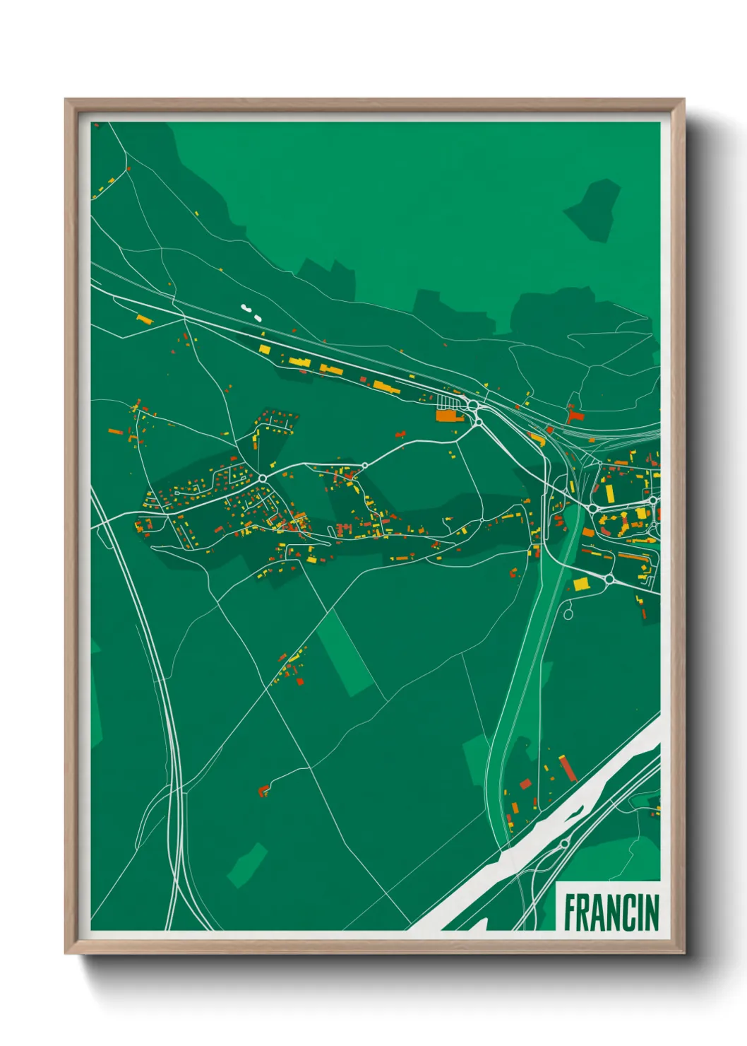 Une affiche de carte sur Francin