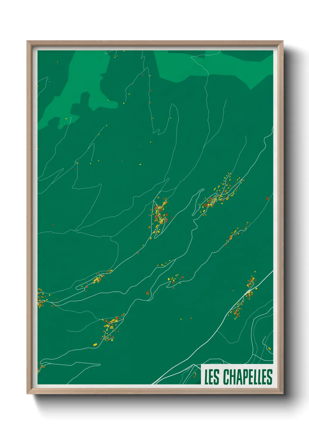 Une affiche de carte sur Les Chapelles
