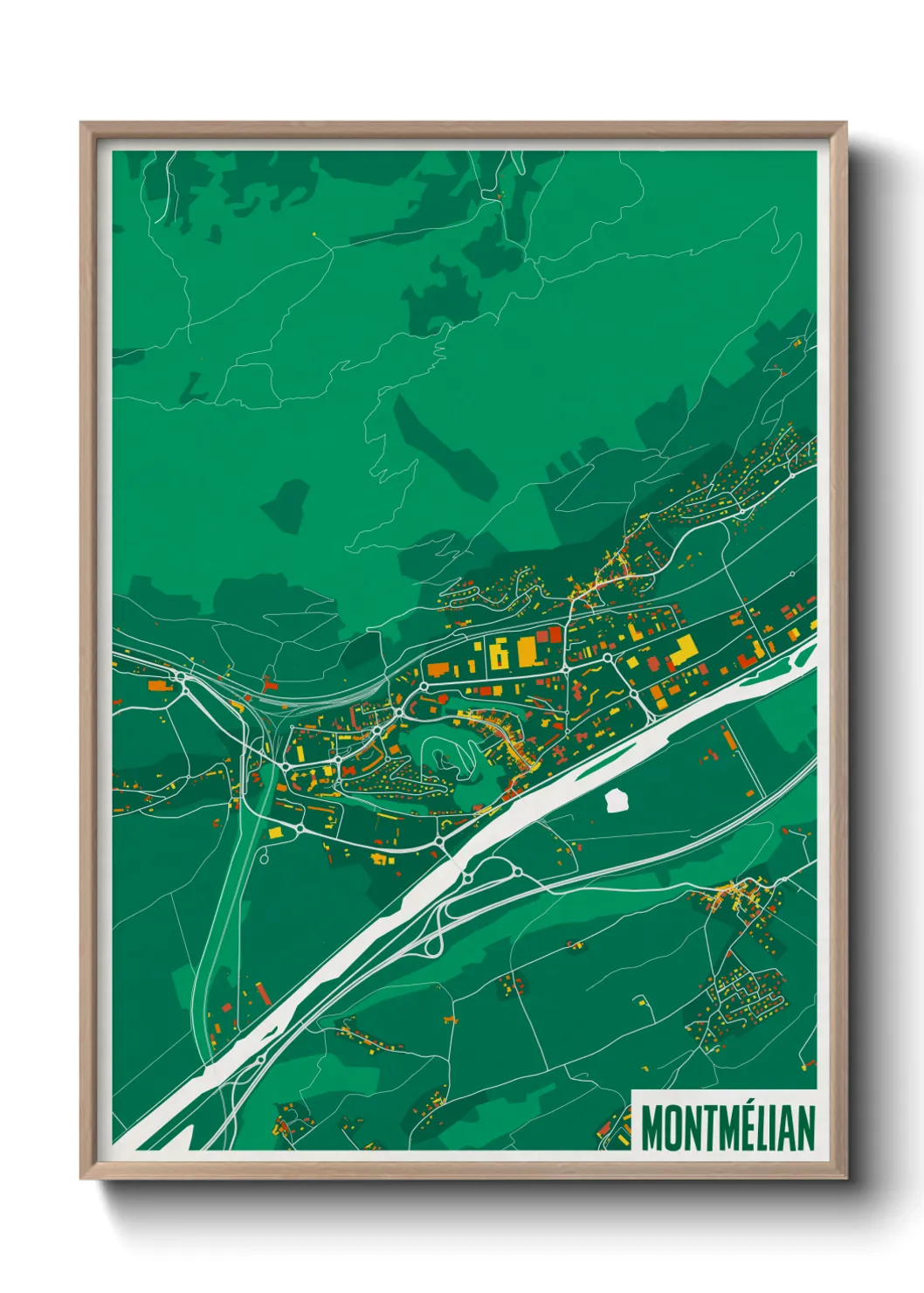 Une affiche de carte sur Montmélian