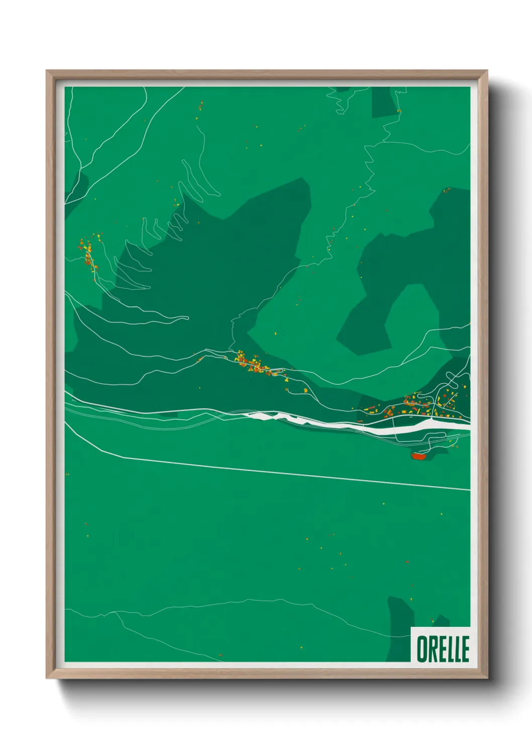 Une affiche de carte sur Orelle