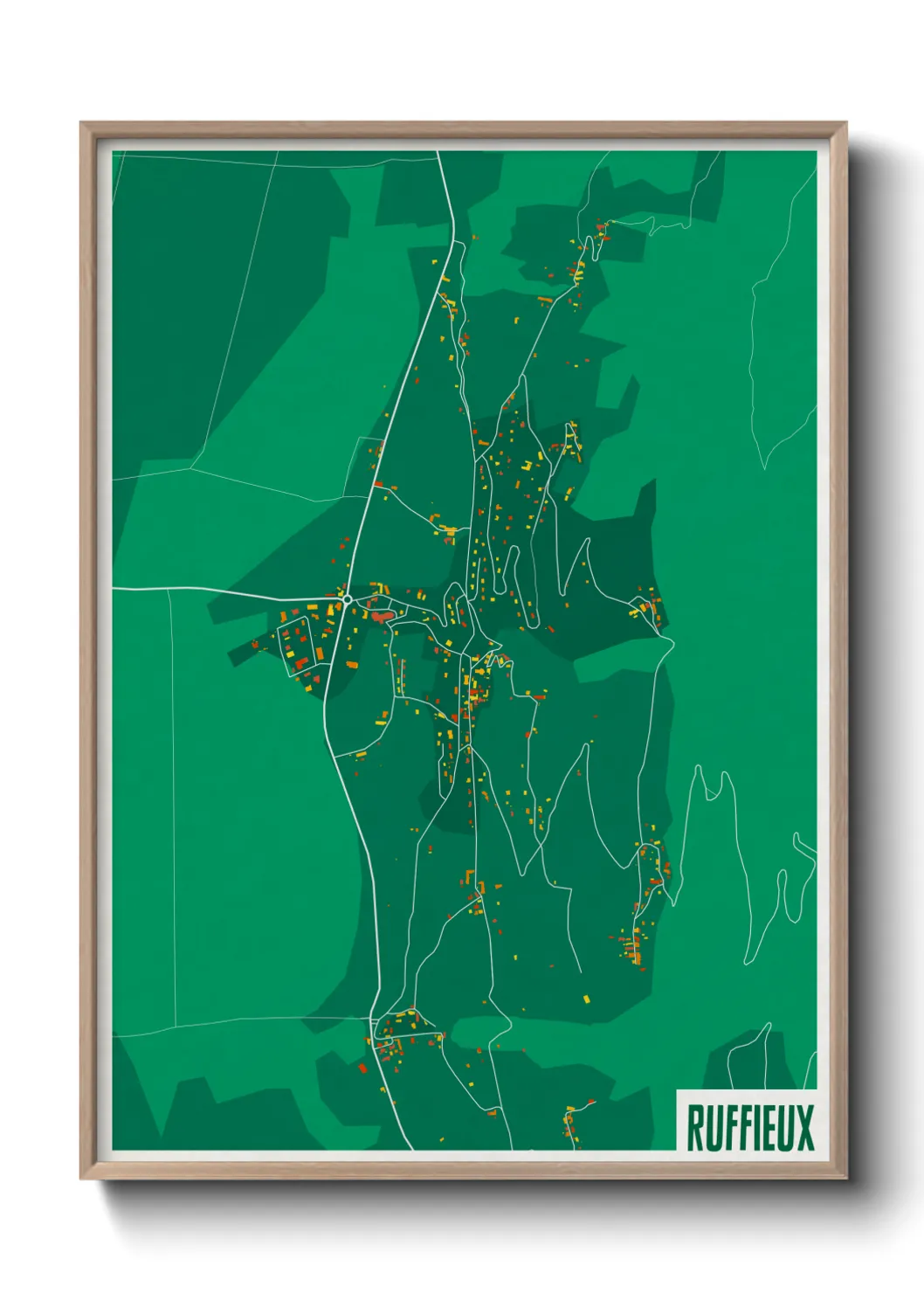 Une affiche de carte sur Ruffieux