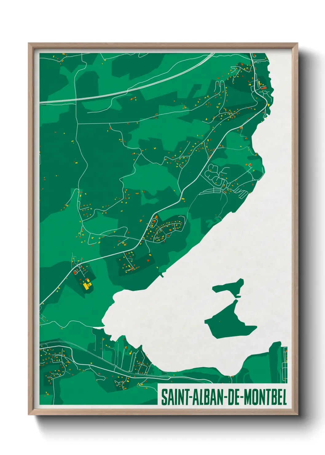 Une affiche de carte sur Saint-Alban-de-Montbel