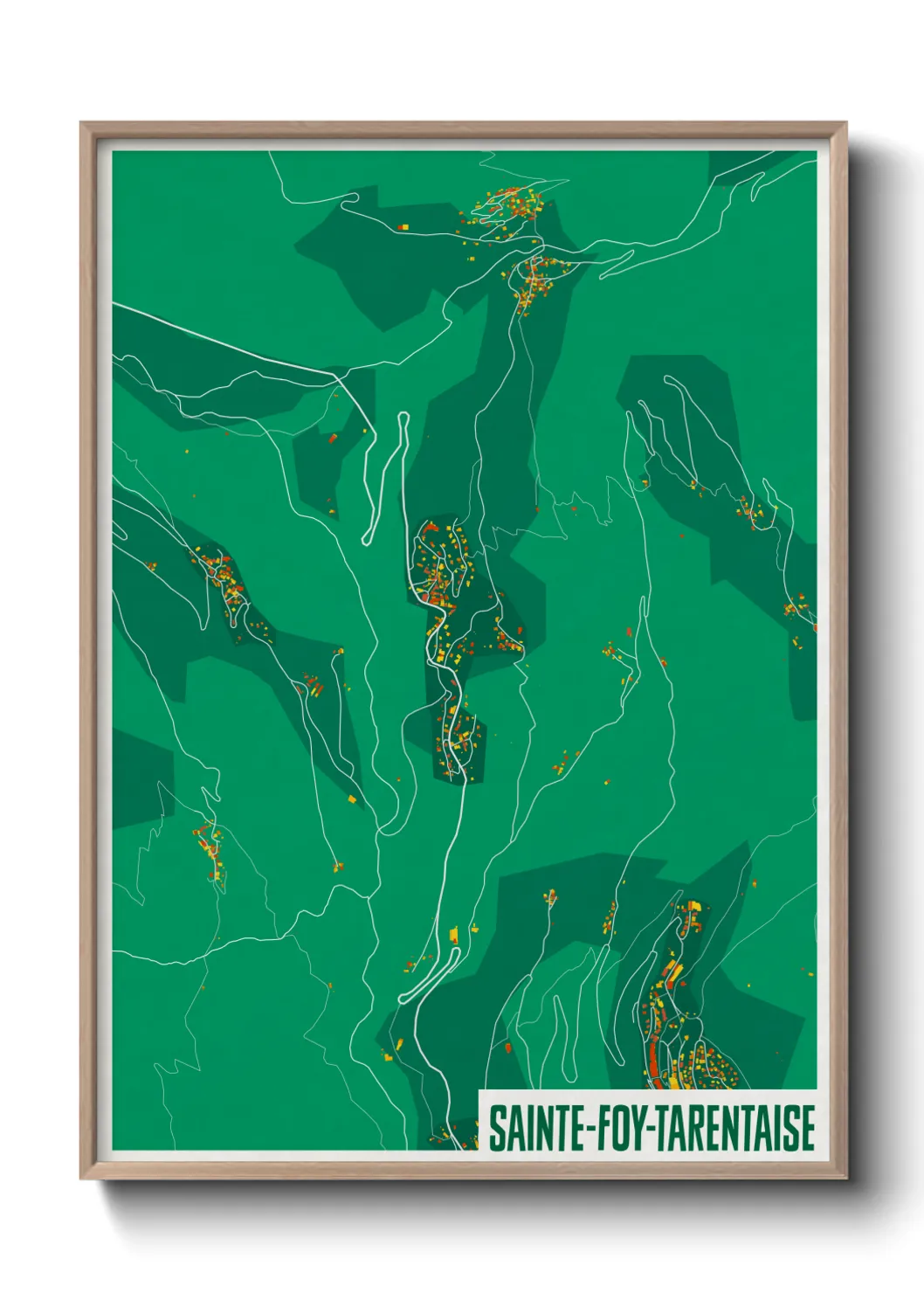 Une affiche de carte sur Sainte-Foy-Tarentaise
